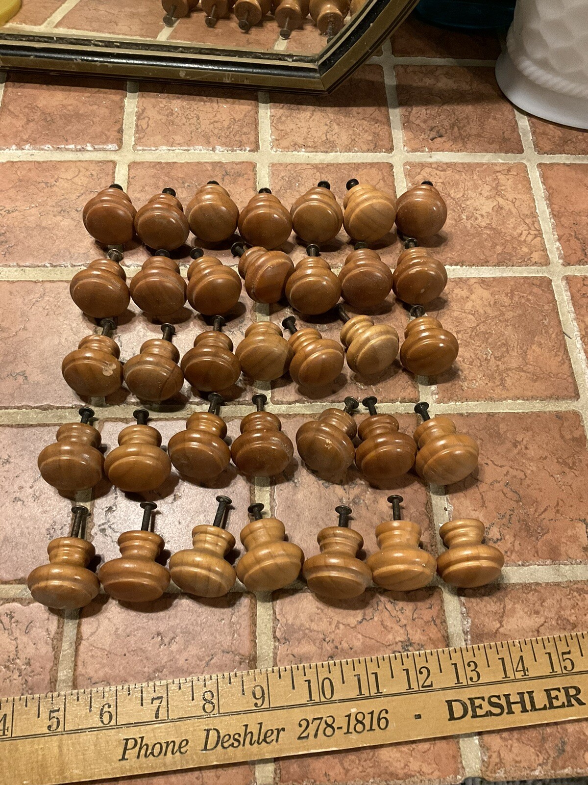 35 -Colonial 1.5” Dresser Drawer Cabinet Door Pine Wood Pulls Knob Vintage Round
