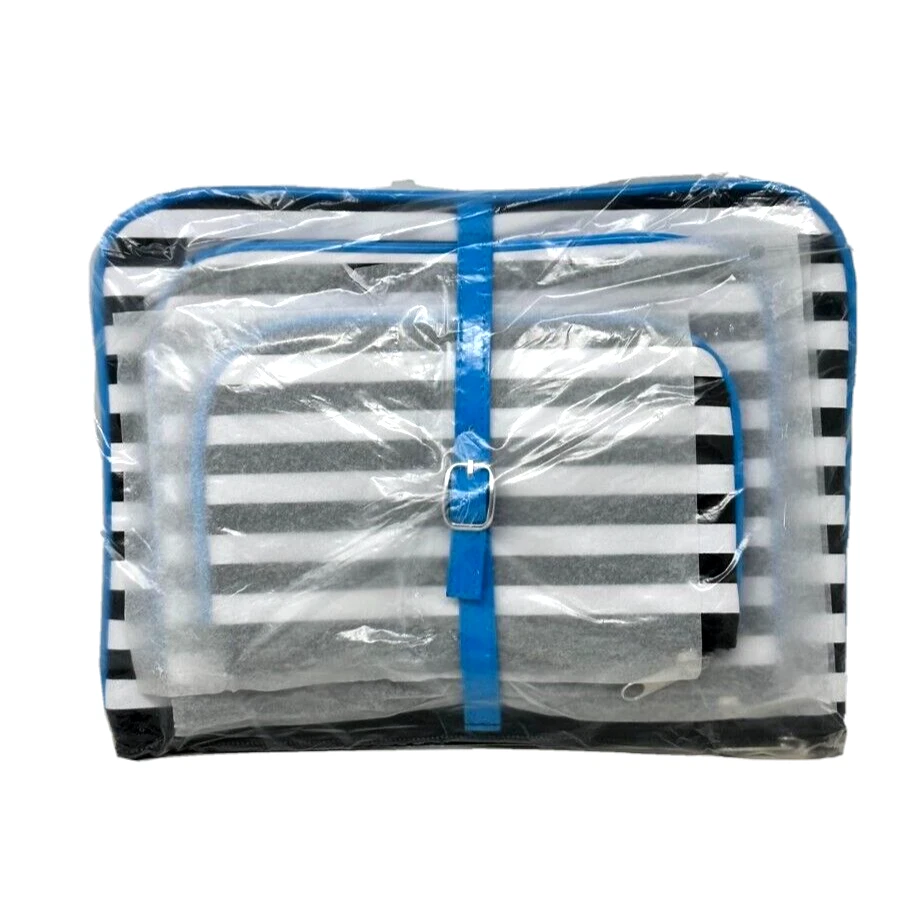 Nordstrom 3 Pc Striped Travel Bag Set Makeup Case Cosmetic Zip Pouch Super Cute