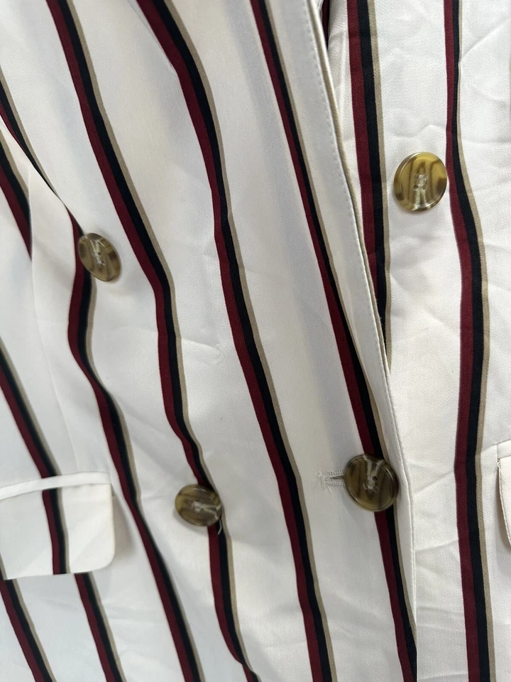 Chaleco Vince Camuto Mujer Talla 8 Caqui Rojo Negro Marrón Rayas Poliéster Top Nuevo con Etiquetas Foto 4 de 4