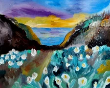 Original Oil Painting Big Sur Calla Lily Valley Wall Art Monterey California