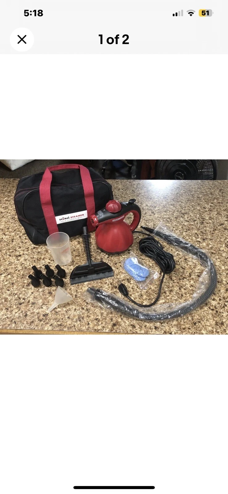 Scunci Steamer SS-1000 Handheld Steam Cleaner Attachments & Bag