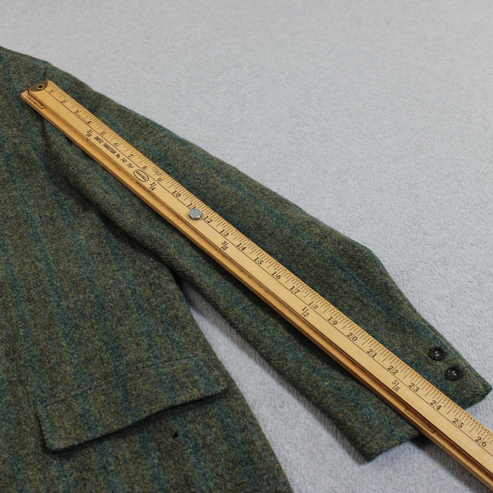 Vintage Harris Tweed Blazer Mens 42 Green Stripe Wool Sport Coat Heritage READ image 11