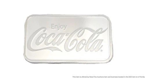 1 oz .999 Fine Silver Official Commemorative Coca-Cola Bar in Clear Sleeve