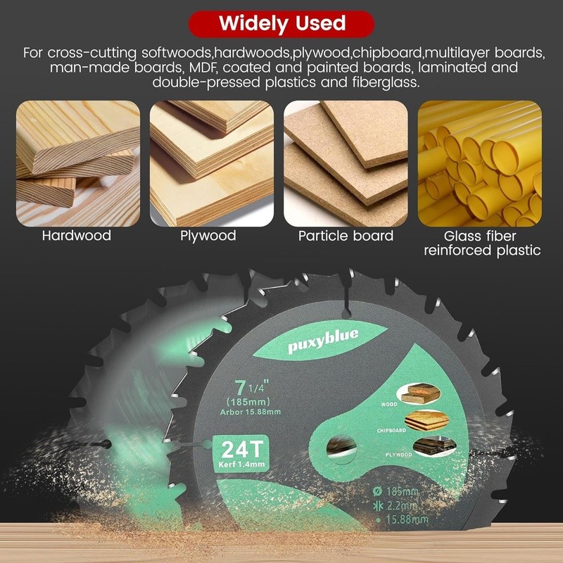 10 Pack 7-1/4 Inch 24T Circular Saw Blades W/ 5/8" Arbor ATB Framing Saw Blades