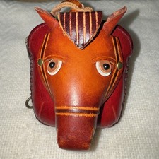 Leather Wristlet Wallet Change Coin Purse Zip Closure Western Pony