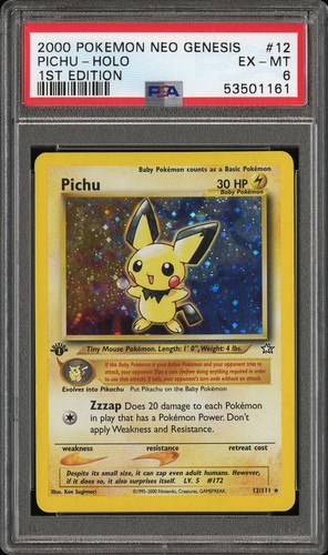 Pichu (1st Edition) graded PSA 6 for sale on eBay