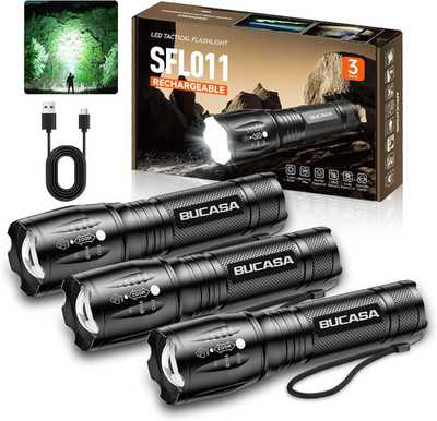 3 Pack Rechargeable LED Flashlights Powerfull Zoomable 3 Modes Outdoor Emergency