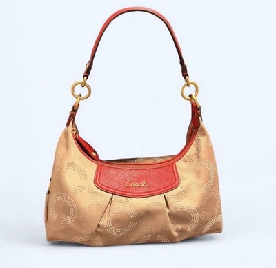 Y2K Coach Ashley Dotted Op Art Boho red and gold leather shoulder