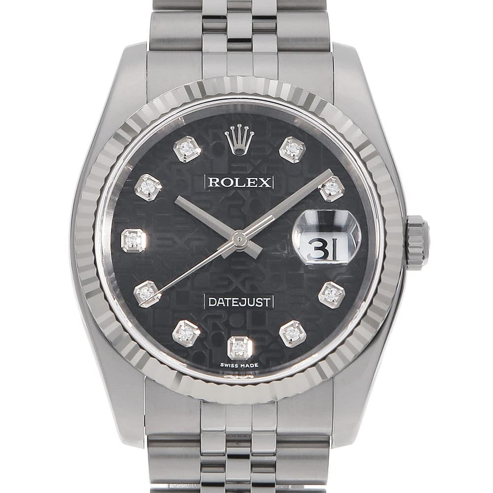 ROLEX Datejust 10P Diamond 116234G black Carving computer D Number second ha...