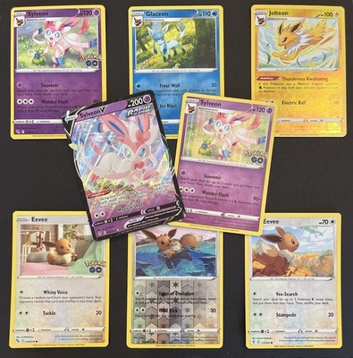 Pokemon Eevee Evolution Lot 8 Cards Sylveon V Holo Reverse No Duplicates