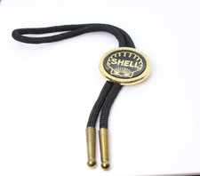 Vintage Shell Oil Co Gas Advertising Bolo Tie Brass Logo Western Petroliana