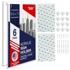 Acrylic Sign Holder 8.5 x 11 - Clear Frame Paper Holder with Multiple Mountin...