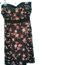 Mystic Strapless Floral Dress Size Small. Red, Black, Cream Pretty Feminine