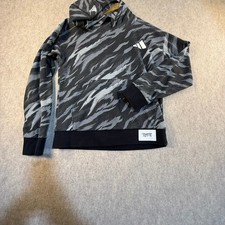 Adidas Kids Grey Black Tiger Camo Pullover Hoodie Size M 10/12 Logo Sweatshirt