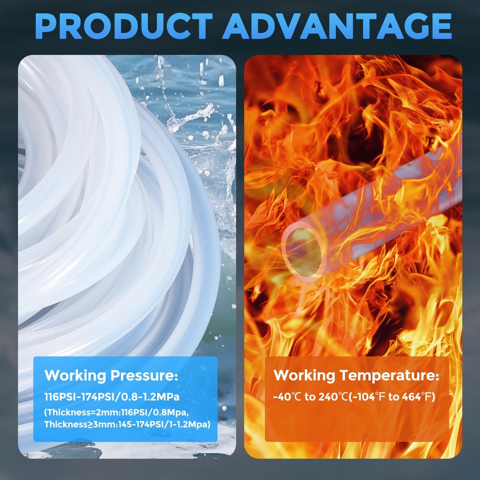 Silicone Tubing,3/8" ID x 9/16" OD Pure Silicon Tube High Temp Silicone Hose ...