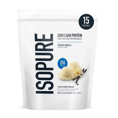 Isopure Zero Carb 100% Whey Protein Isolate Powder, Creamy Vanilla, 25g Protein