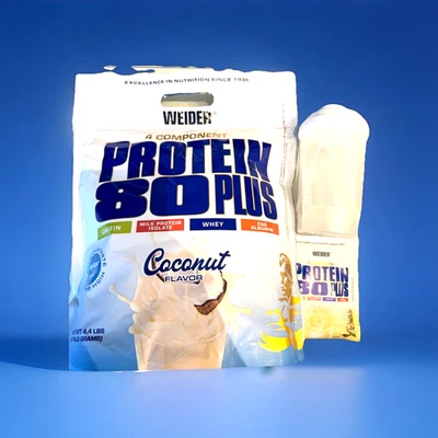 (38,45€/kg) Weider Protein 80 Plus; 4 Komponenten Protein 2000g + Probe+Shaker
