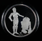 1987 Rarities Mint Star Wars C-3P0 & R2-D2 1 Oz .999 Fine Silver #1863