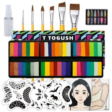 Face Painting Kit 240g Split Cakes Rainbow Face Paint Palette Professional Wa...