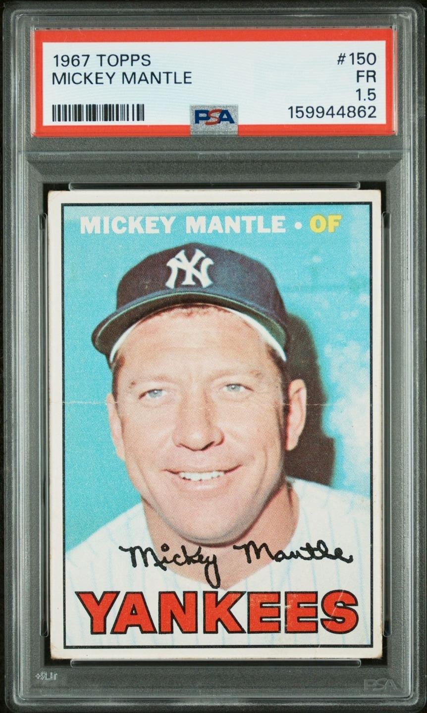 Mickey Mantle 1967 Topps Baseball #150 PSA 1.5 Fair New Label A++ Eye Appeal !!