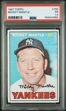 Mickey Mantle 1967 Topps Baseball #150 PSA 1.5 Fair New Label A++ Eye Appeal !!