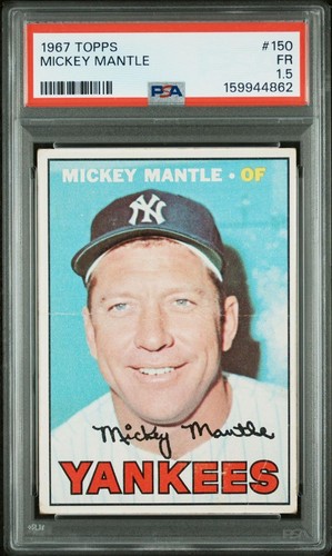 Mickey Mantle 1967 Topps Baseball #150 PSA 1.5 Fair New Label A++ Eye Appeal !!