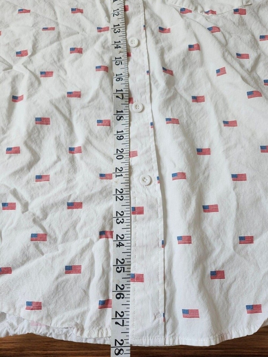 Tipsy Elves USA Grand Ol' Flag White Short Sleeve Button Down Shirt. Sz. L View 6