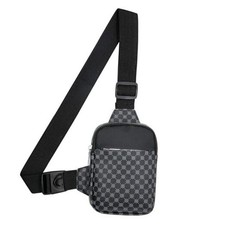 Mini Sling Bag - Women Men Vegan Leather Crossbody Phone Bag Waterproof Black