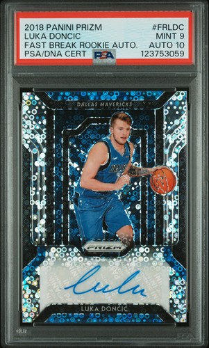 2018 PANINI PRIZM FAST BREAK ROOKIE AUTOS LUKA DONCIC ROOKIE RC PSA 9 AUTO 10