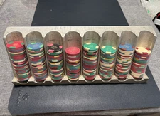 VINTAGE 1950's SOLID ALUMINUM CASINO POKER CHIP STAND UP CHIP RACK TRAY ((ONLY))
