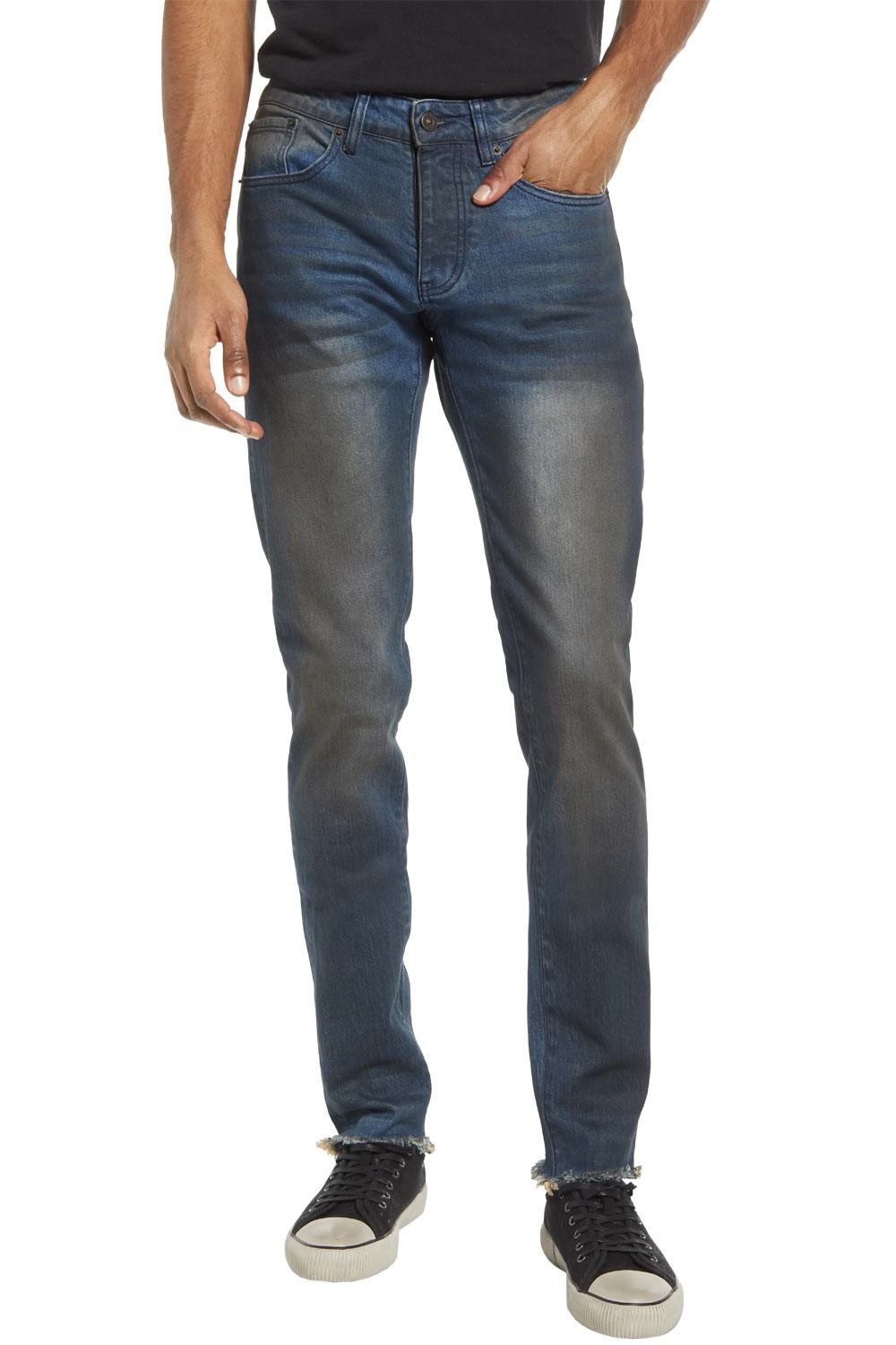 Six Week Residency Mens Raw Edge Skinny Jeans 36 Desert Oasis Indigo - NWT $240
