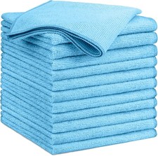 Blue Microfiber Cleaning Cloth 12 Pack Lint Free Highly Absorbent Reusable