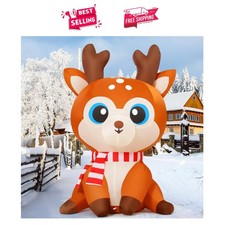 Weather-Resistant 5 FT Reindeer Inflatable with Built-in LEDs for Festive Decor