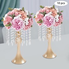 10PCS Crystal Flower Stand Tabletop Flower Arrangement Stand Flower Stands Gold