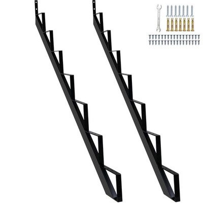 Heavy Duty Steel Stair Riser 7 Step Metal Stair Stringer For Deck Height 58 Inch