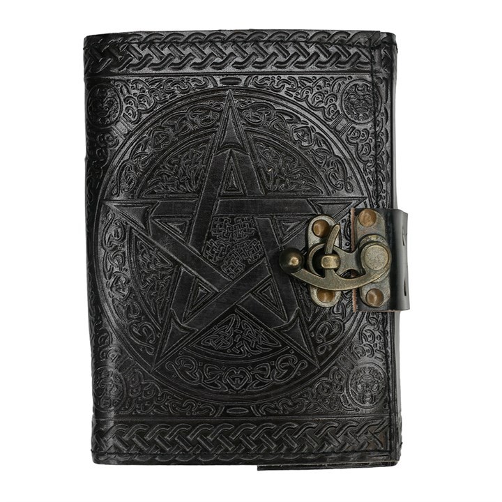 Leather Journal Pentagram Spell Book Blank Pages Grimoire Black Book of Shadows