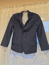 IZOD Boys Navy Blue Suit Jacket Size 8 Regular Polyester Rayon Spandex lined