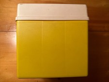 Yellow/White 45 Case - Plastic Vintage Used 7  Vinyl Has Light Wear