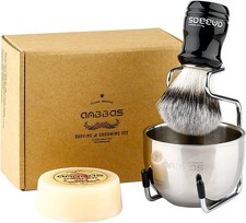 Anbbas 4IN1 Rasierset Rasierpinsel Seidig Kunsthaar Edelstahl Sch