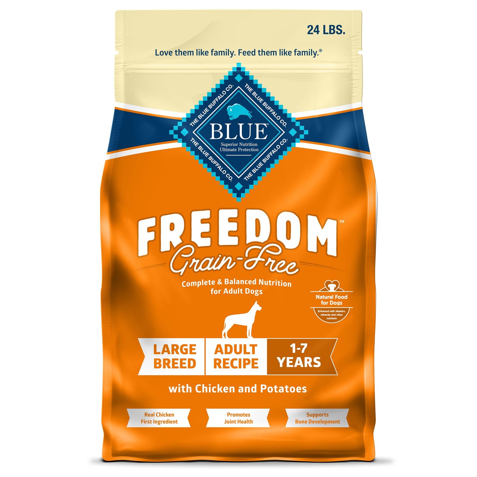 Blue Buffalo Freedom Grain-Free Large Breed Dry Dog Food, Su