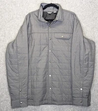 Eddie Bauer Shirt Jac Men’s 2XL Gray Quilted Snap Button Shacket Jacket - EUC