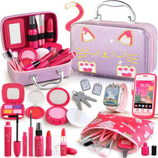 Girl Gift Pretend Makeup for Toddlers 3-5 4-6, Fake Makeup Set with Cat Commetic