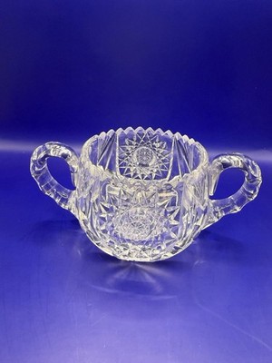 Vintage Antique American Brilliant Cut Glass Sugar Bowl