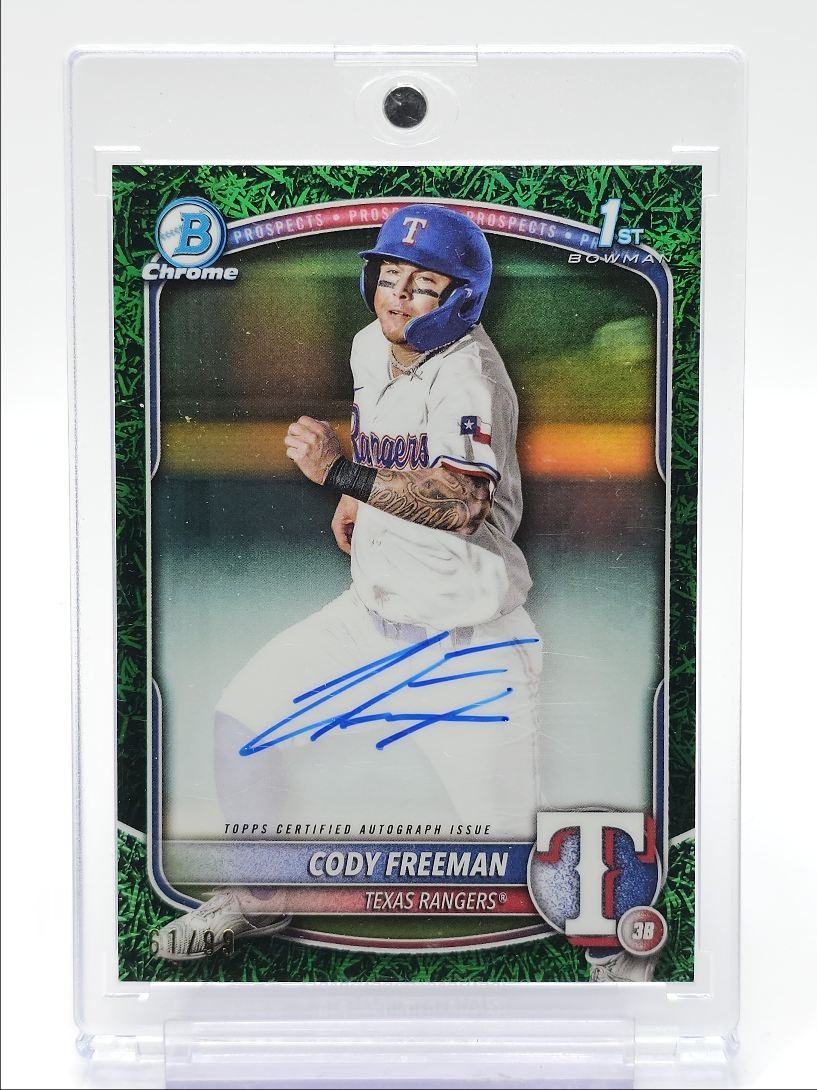 CODY FREEMAN 2025 BOWMAN CHROME 1ST GREEN GRASS REFRACTOR AUTO /99 Q5677