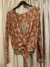 Free People Long Sleeve Floral Bodysuit Size Large
