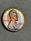 1955 LINCOLN CENT-RAINBOW BULLSEYE TONED GEM BU +!🔥