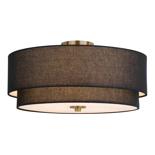 Burnaby 20.5-in. 4 Light Semi-Flush Matte Brass with Black Fabric - Picture 1 of 6