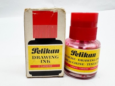 VINTAGE PELIKAN ZEICHNUNG TUSCHE NR.2 KARMIN MIT OVP GUNTHER WAGNER