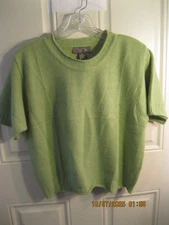 New York & Company Angora Green Knit Top Short Sleeve Sweater XL (J-122)