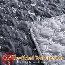 FunFurry Waterproof Dog Blanket Couch Cover Dark Grey Light Grey 82x120 Inch